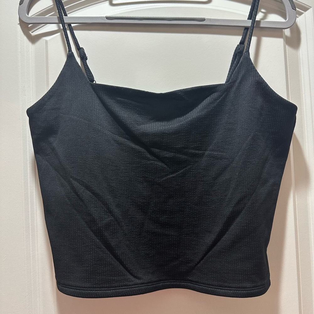 Black Ribbed Crop Top